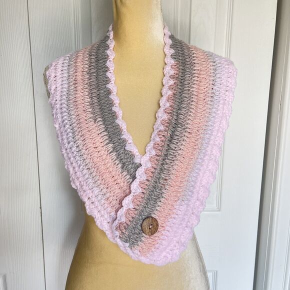 Crochet Cable Knit Scarf Shawl Neck Multicolor Warmer Scarf - Picture 11 of 13